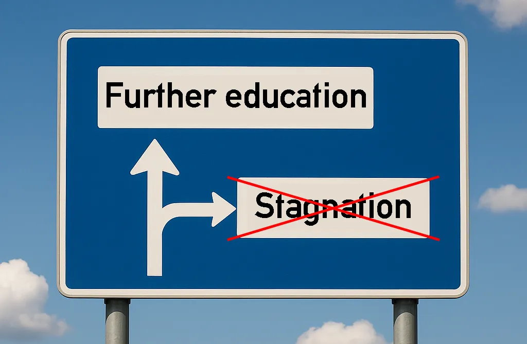 Autobahnschild-Weiterbildung-Stillstand_en